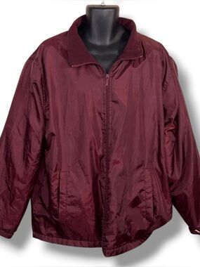 Vintage XL Men’s Totes Burgundy Red Windbreaker Jacket Outdoor Pockets Zip